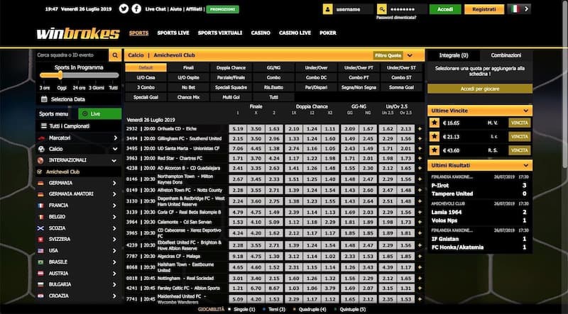 Scommesse Sportive su Winbrokes