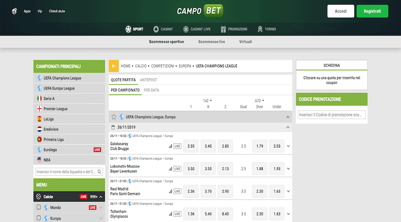 Scommesse su Campobet