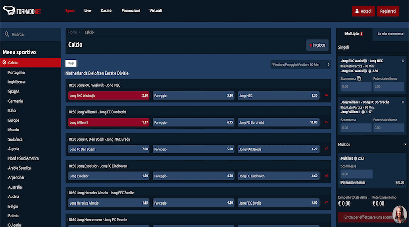 Scommesse Sportive su Tornadobet