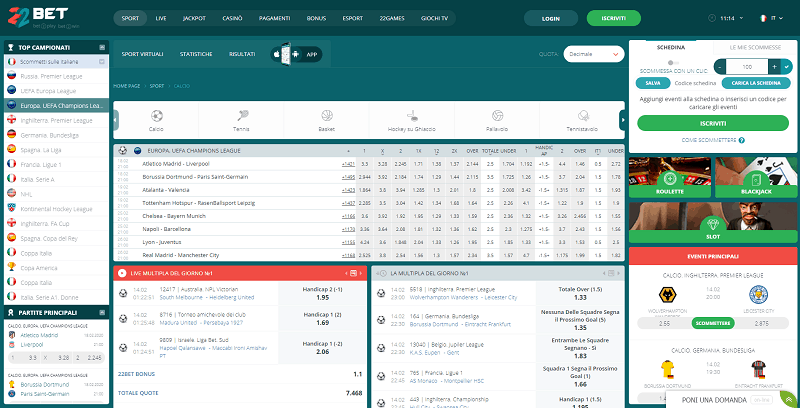 Scommesse su 22Bet