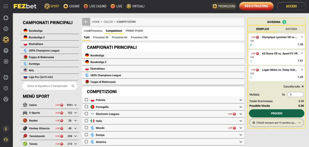 fezbet home scommesse